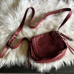 Lucky brand red leather crossbody purse